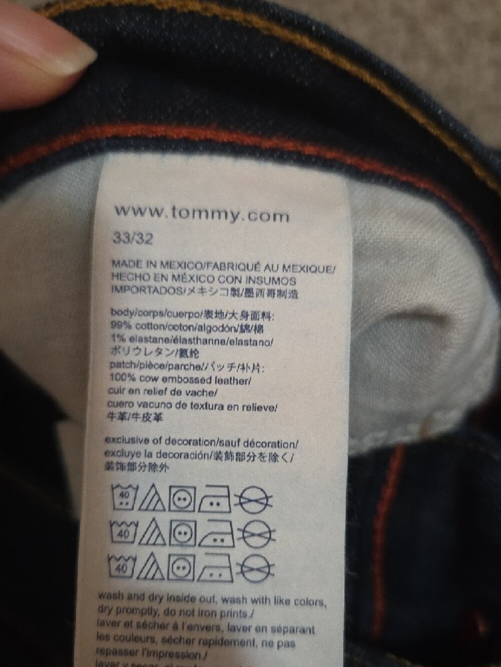 Tommy Hilfiger 33x32 Dark Blue Denim Jeans - NWOT - Picture 5 of 10